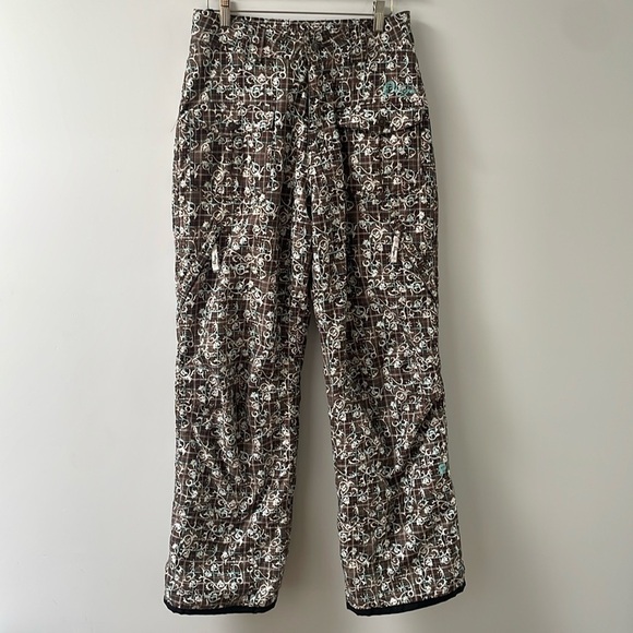 Orage Pants - ORAGE WOMENS GIRLS SNOWBOARDING SKI PANTS W/ADJUST BAND brown aqua SZ 16 (XS/S)